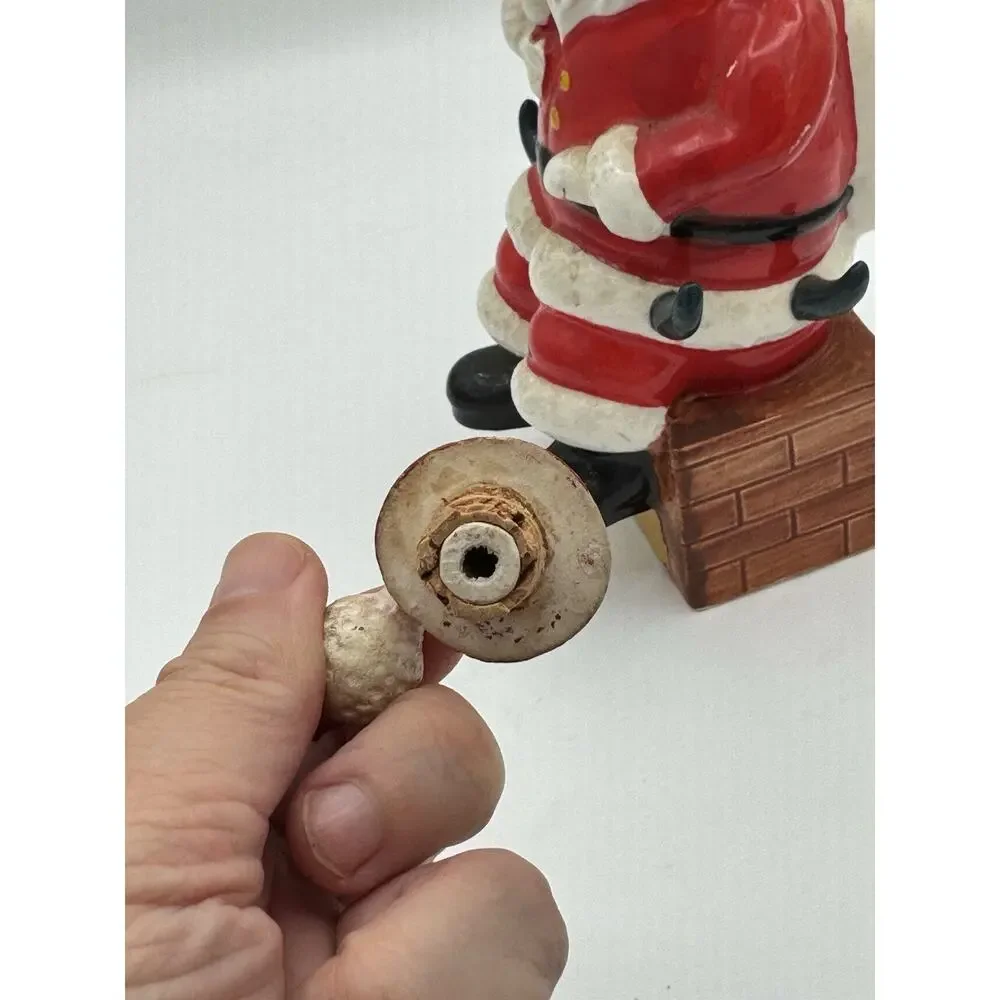 Vintage Japan Ceramic Santa Claus Decanter Xmas Cheers Chimney Cork Stopper